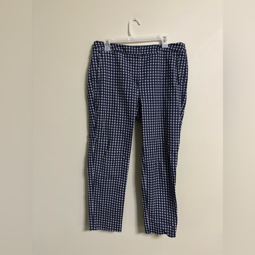 Adrianna Papell Pull On Dressy Ankle Pants Black and White Slim Leg Size 12